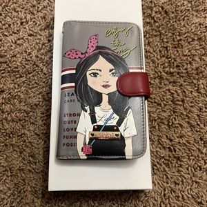 Phone case wallet,With a girl on it, broken mirror